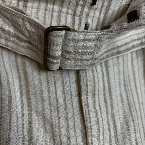 Banana Republic High Waist Beige Striped Shorts Women’s 8 Paper Bag Waist Tie - Picture 7 of 9